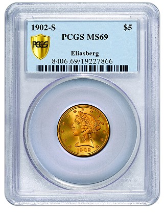 PCGS Will Display and Sponsor Eye Opening Exhibits at Chicago ANA 1902 S 5 pcgs69 eliasberg PCGS Will Display and Sponsor Eye Opening Exhibits at Chicago ANA