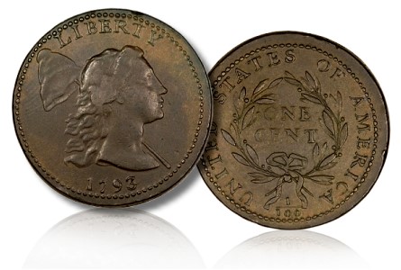1793 1C Liberty Cap AU53 PCGS Secure. S-13