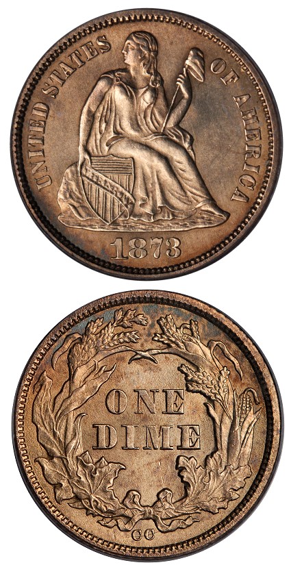 1873cc 10c unique  Only the Second Complete Set of Carson City Coinage To Be auctioned by Stacks Bowers