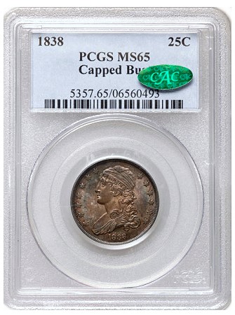 ha fun 1838 25c pcgs65 Coin Rarities & Related Topics: Classic Silver Quarters sold on Platinum Night
