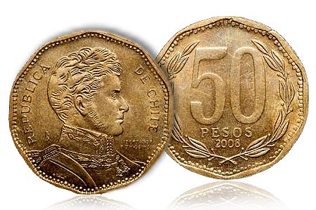 50Peso World Coins: Chile 2008 50 Peso