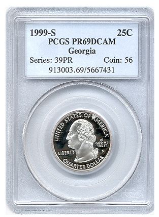 1999  State Quarter CLAD  Proof Set  BOX  COA  /& all 5 Coins