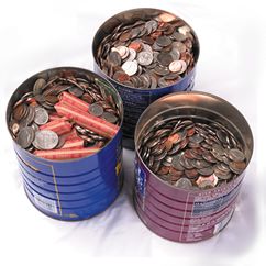 coin collection in cans