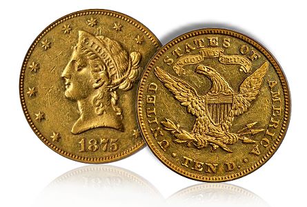1875 Eagle Gold Coin Stack Bowers Auction