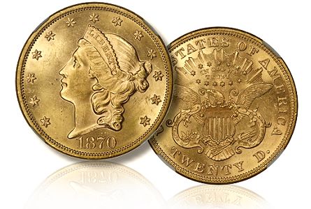 1870 $20 Double Eagle Gold Coin