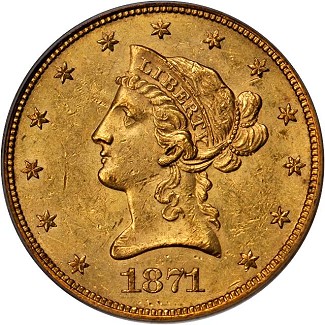 1871-CC PCGS 62+ $10