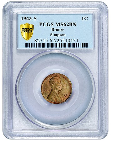 1943-S bronze Cent - Simpson Collection