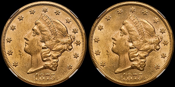 1875-CC $20.00 NGC MS61, diffused lighting conditions