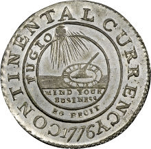 1776 $1 Continental Dollar, E.G. FECIT, Pewter MS66 NGC. CAC.