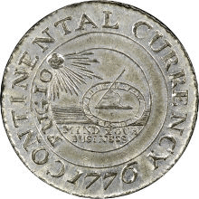 1776 $1 Continental Dollar, CURRENCY, Pewter MS64 NGC. CAC.