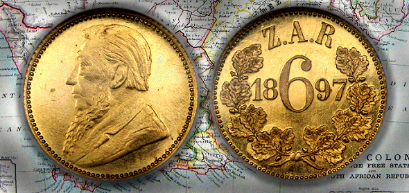 Republic gold Proof Pattern 6 Pence 1897
