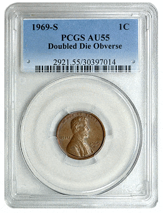 1969-S Lincoln Cent, with the Doubled Die Obverse