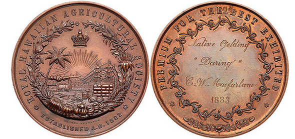Royal Hawaiian Agricultural Society bronze medal