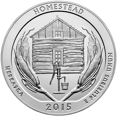 2015 America the Beautiful Five Ounce Silver Uncirculated Coin - Homestead National Monument of America