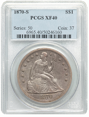1870-S Seated Liberty Dollar, PCGS XF40 - Gardner Collection