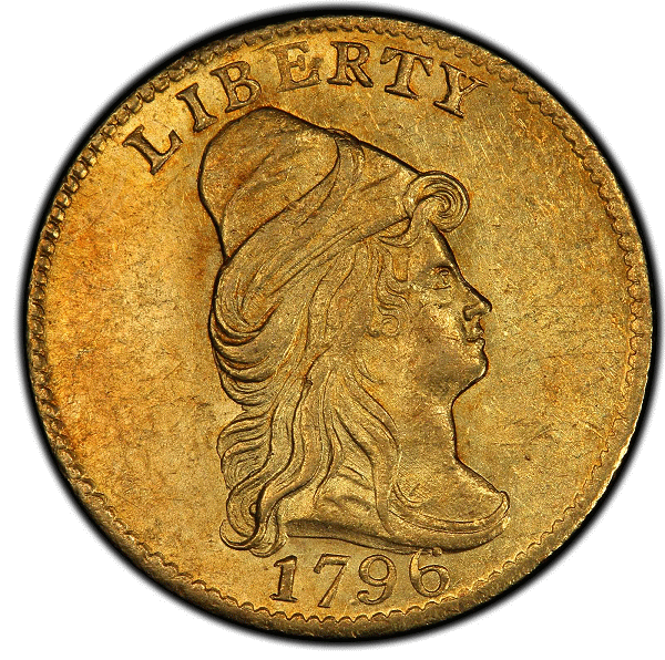 1796 Capped Bust Right Quarter Eagle. No Stars. Bass Dannreuther-2. Rarity-4. Mint State-62