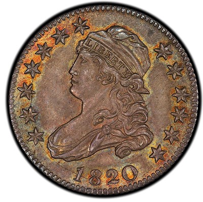 Pogue Lot 1064 -  1820 Capped Bust Quarter. Browning-3. Medium 0. Rarity-3. Mint State-66 (PCGS).