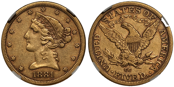 1881-CC $5.00 NGC EF45
