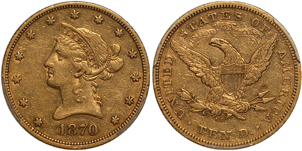 1870-CC $10.00 PCGS EF45