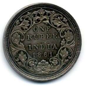 REVERSE - British India, Queen Victoria, Silver Pattern Rupee, 1861. 