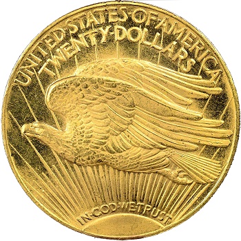 Counterfeit 1924 Saint-Gaudens Double Eagle Reverse