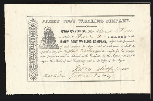 James' Port Whaling Company, 1837, 2 shares