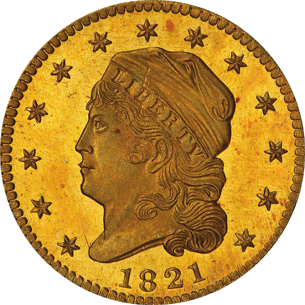 Parmelee-Eliasberg-Pogue 1821 is PCGS graded as MS-66+, is CAC approved