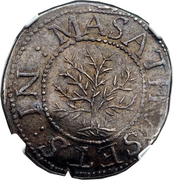 1652 Oak Tree Shilling,  MS64 NGC. CAC.