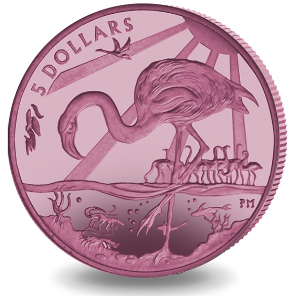 British Virgin Islands 2015 - The Majestic Flamingo - Pink Titanium Coin