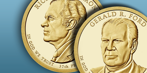 Richard Nixon and Gerald Ford dollar designs