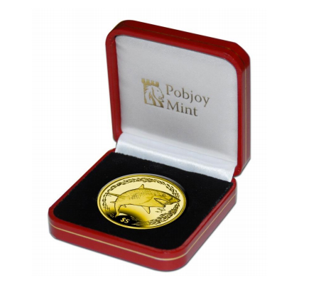 British Virgin Islands 2016 Lemon Shark $5 Yellow Titanium coin in red presentation case, Pobjoy Mint