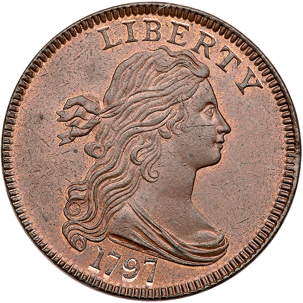 1797 S-123 R4. PCGS graded MS-65 Red & Brown. CAC Approved.