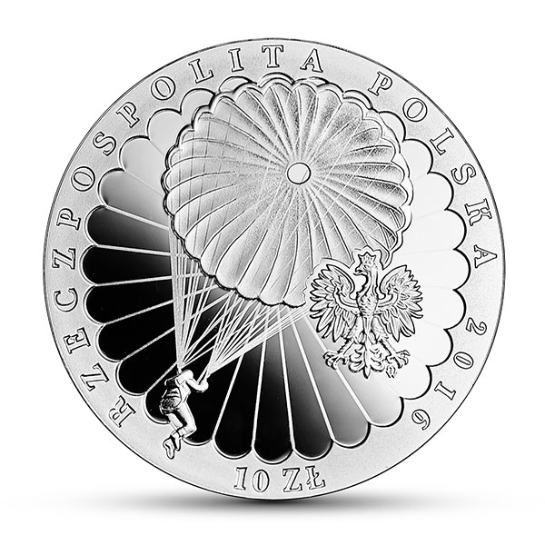 Poland 2016 75th Anniversary of the Cichociemni 10-złoty (zł) silver coin, courtesy Polish National Bank