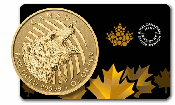 2016 Canada 1 oz Gold Roaring Grizzly Bear