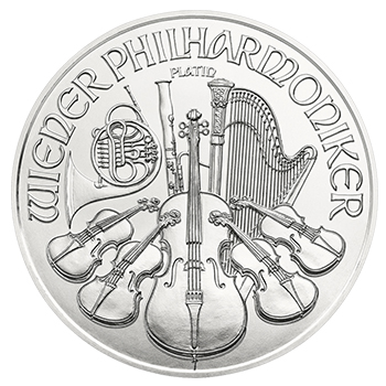 Reverse, Austria 2016 Vienna Philharmonic 100 Euro Platinum Bullion coin, courtesy Austrian Mint