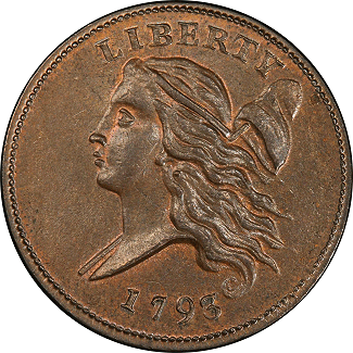 1793 Liberty Cap Half Cent. Cohen-3. Mint State-65 BN