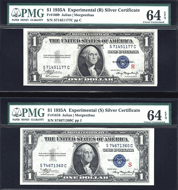 1935A Experimental (R) and (S) Silver Certificates