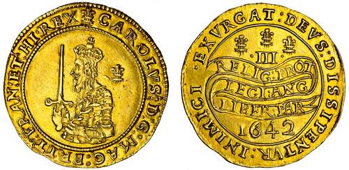 England, Charles I 1642 gold Oxford Triple Unite - Spink