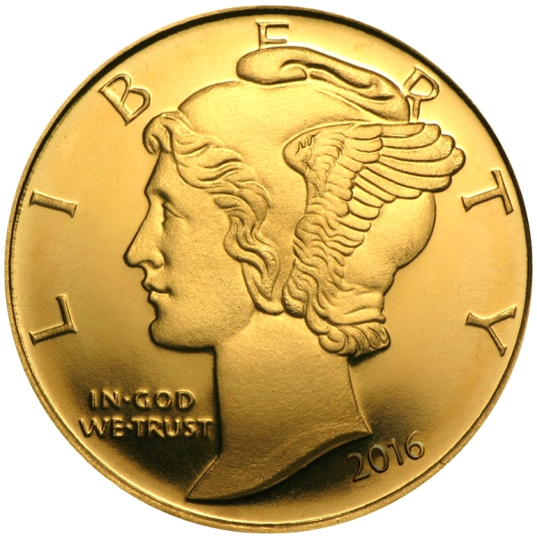 2016 mercury dime gold coin - 1916 centennial commemorative