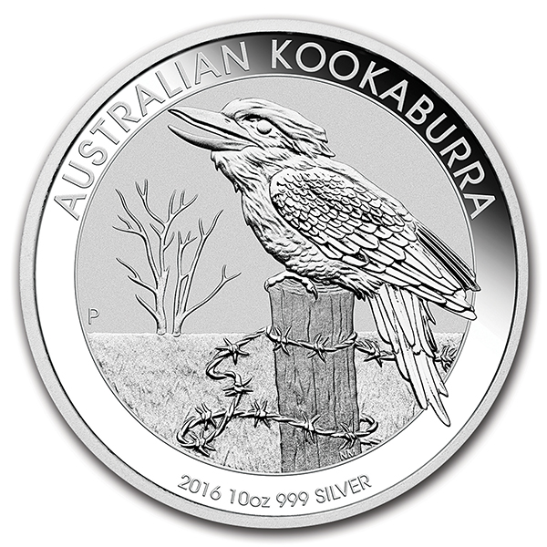 reverse, Australia 2016 Kookaburra 10 ounce Silver Bullion Coin - Perth Mint