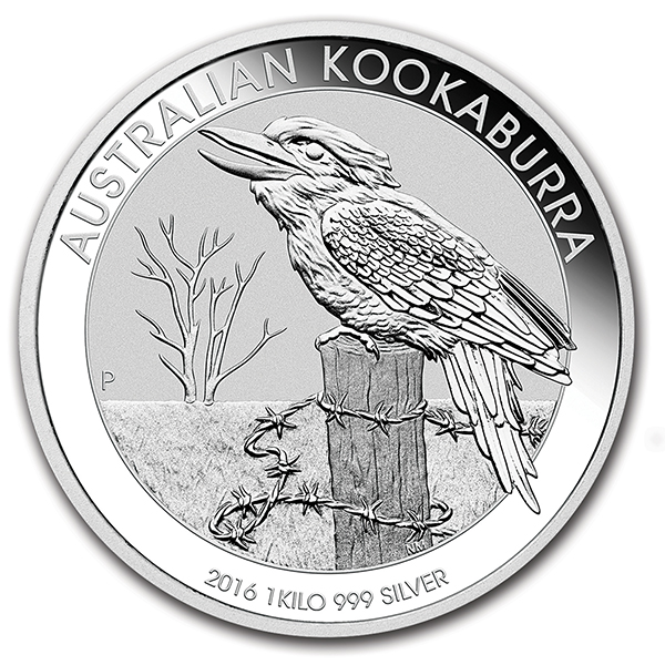 reverse, Australia 2016 Kookaburra 1 kilo Silver Bullion Coin - Perth Mint