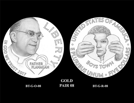2017 Boys Town Centennial $5 gold coin design candidate pairs
