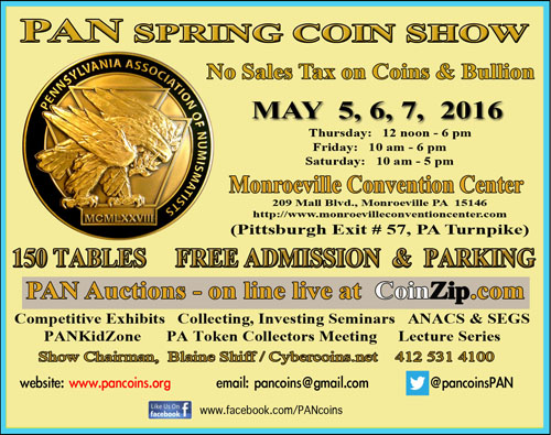PAN Spring 2016 Coin Show info card