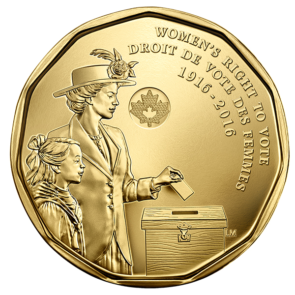 Canada 2016 100th Anniversary Women's Right to Vote $1 coin