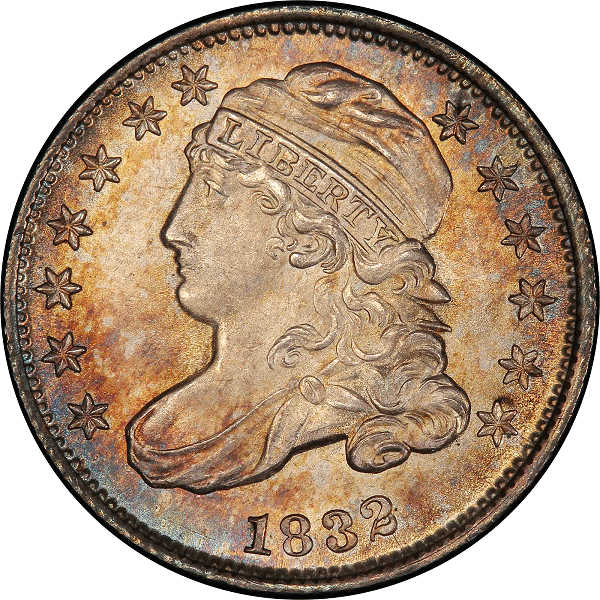 1832 Capped Bust Dime. John Reich-7. Rarity-3. Mint State-66+ (PCGS).