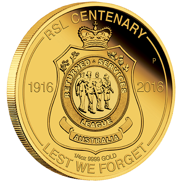 Australia 2016 Returned & Services League (RSL) 100th Anniversary Commemorative Gold Coin, courtesy Perth Mint