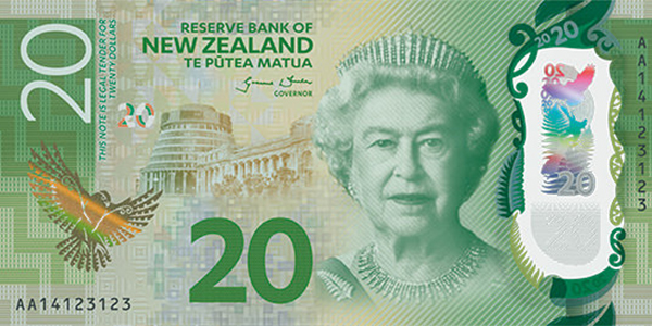 front, New Zealand 2016 Series 7 $20 banknote