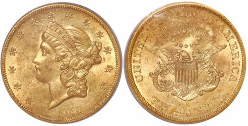 SS Central America gold Liberty Head $20 double eagle, Lot 240, Sedwick Treasure Auction #19