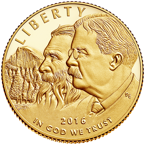 obverse, United States 2016 National Park Service Centennial Commemorative $5 gold coin
