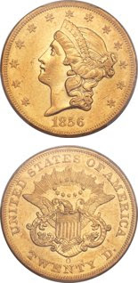 United States 1856-O $20 gold double eagle. Image courtesy Heritage Auctions